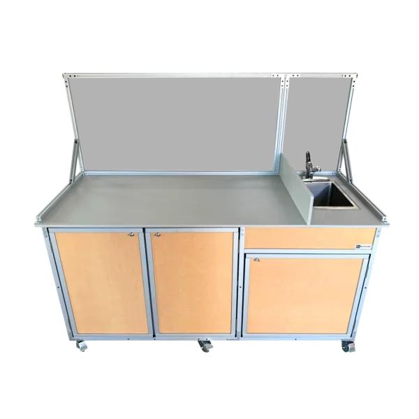 Monsam Food Service Cart - FSC-001 Maple Maple portable food service cart with sink in maple