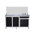 Black food service cart with portable sink