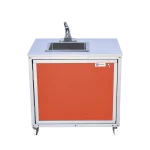 Portable battery powered cold water sink for camping in red