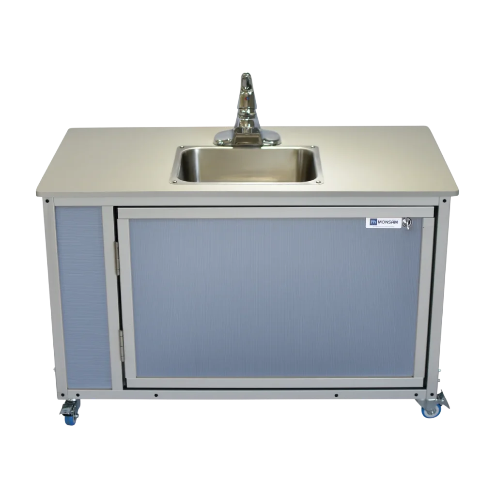 Toddler height portable hot water single basin sink in gray