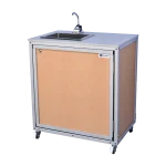 Monsam PSE-2008 child-height hand-pump operated portable sink side view