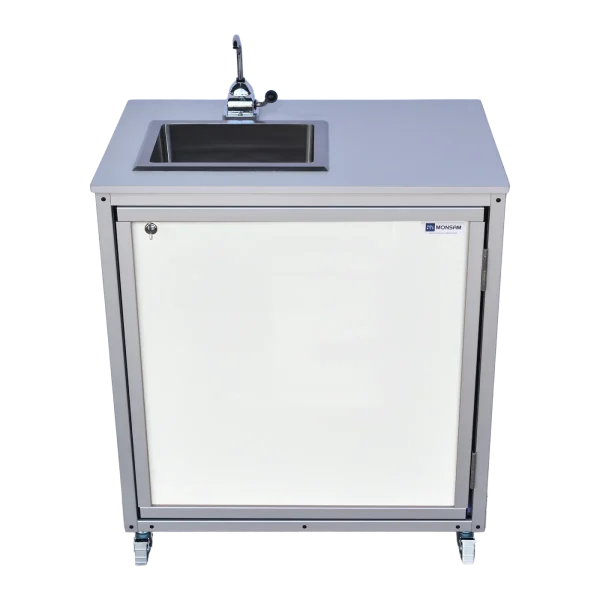 Monsam-PSE-2008_White Compact, toddler height hand pump portable sink in white