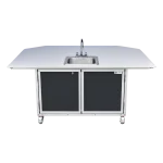 Children's activity table with self-contained hot water sink and fold out table in black