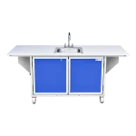 Children's activity table with self-contained hot water sink and fold out table in blue