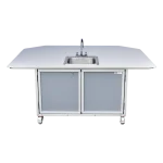 Children's activity table with self-contained hot water sink, fold out table