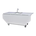Children's activity table with self-contained hot water sink and fold out table down