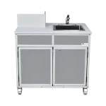 Portable handwashing sink with propane powered water heater in gray