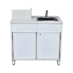 Portable handwashing sink with propane powered water heater in white