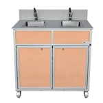 NSF certified double basin hot water portable sink in maple