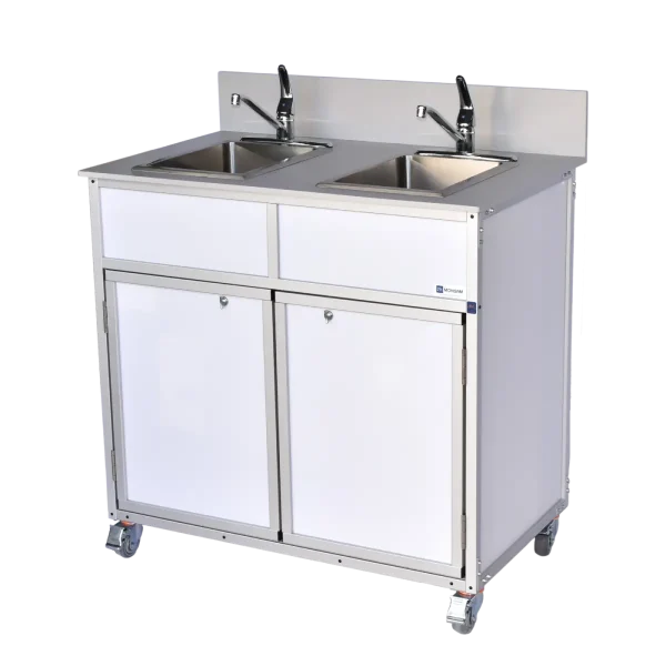 Monsam-NS-002_White Monsam two compartment portable hot water sink in white