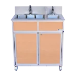 compact NSF certified four compartment portable hot water sink in maple