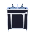 Two compartment portable sink with hot water in black