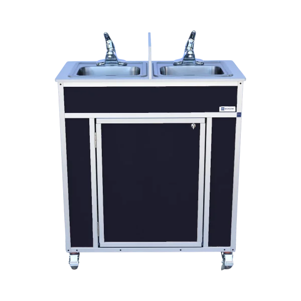 Monsam-NS-009D-Black Two compartment portable sink with hot water in black
