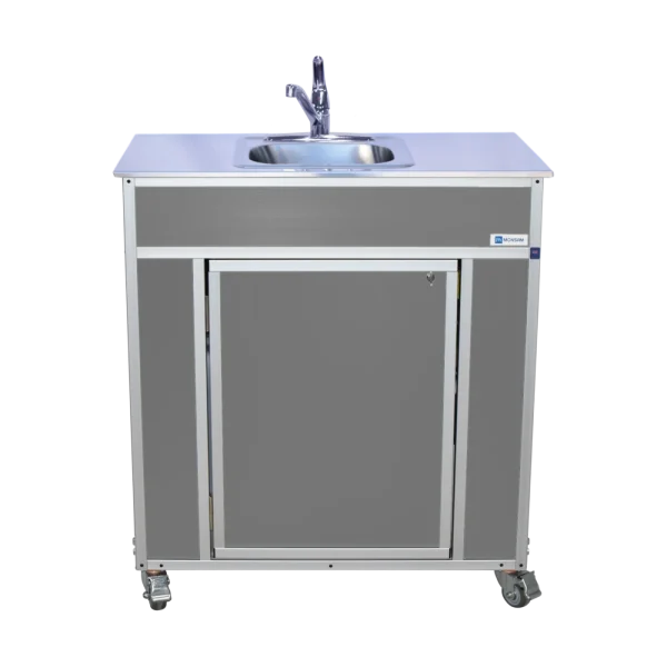Monsam-NS-009SS_Gray-front-ss one compartment portable sink with stainless steel top