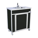Monsam NSF certified single basin portable hand washing sink in black side