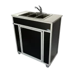 Monsam NSF certified 3 compartment portable sink in black