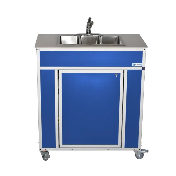 Monsam-NS-009T_Blue-front Monsam NSF certified 3 compartment portable sink in blue