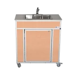 Monsam NSF certified 3 compartment portable sink in maple