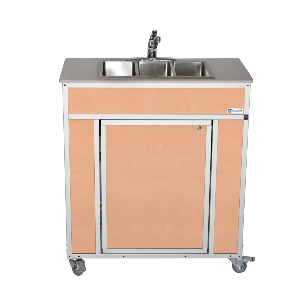 Monsam-NS-009T_Maple-front Monsam NSF certified 3 compartment portable sink in maple
