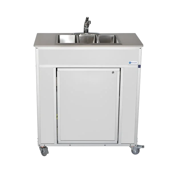 Monsam-NS-009T_White -front Monsam NSF certified 3 compartment portable sink in white