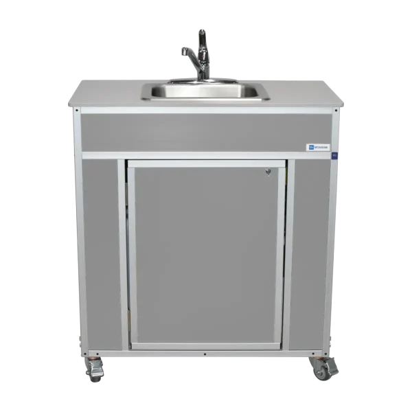 Monsam-NS-009_Gray-front Monsam single basin portable handwashing sink in gray