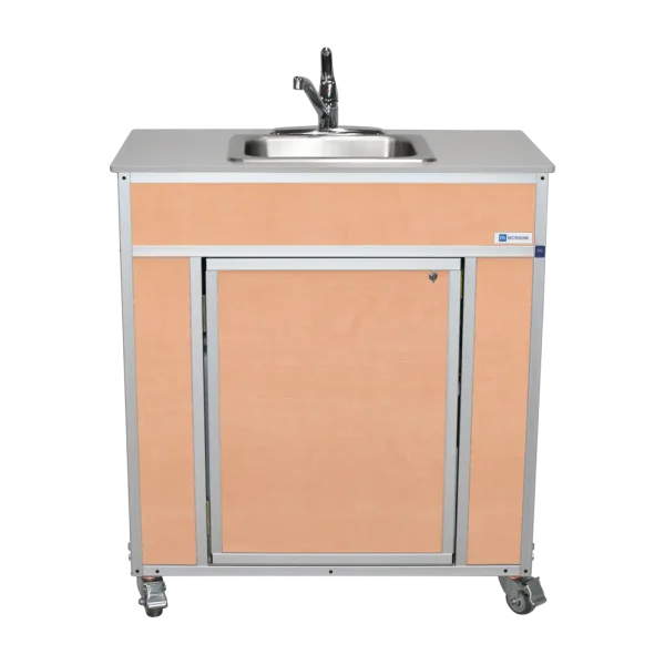 Monsam-NS-009_Maple-front Monsam single basin portable handwashing sink in maple
