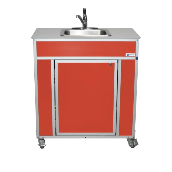 Monsam-NS-009_Red-front Monsam single basin portable handwashing sink in red