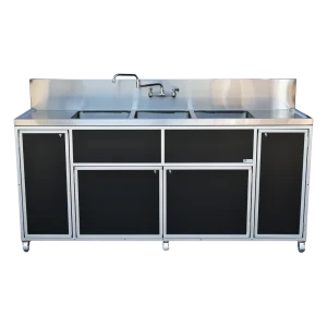 portable 3 compartment sink in black