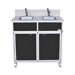 NSF certified double basin hot water portable sink in black