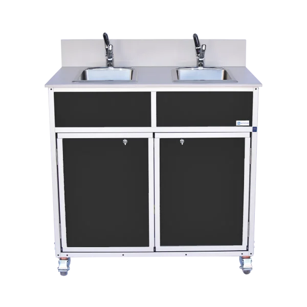 NSF certified double basin hot water portable sink in black