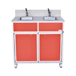 NSF certified double basin hot water portable sink in red