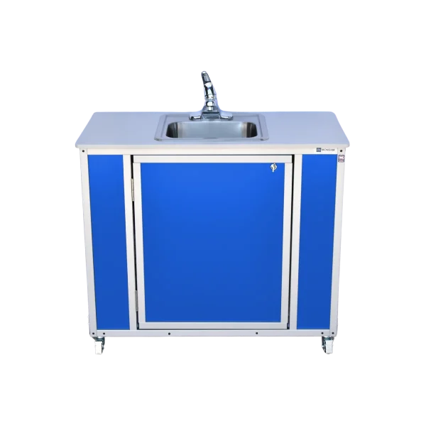 NS-007-Blue-front NSF certified child-height portable, single basin sink in blue