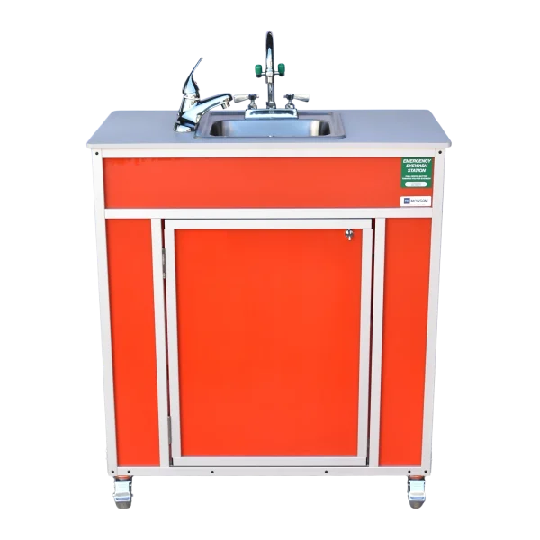 PSE-2001E-Red-1200 Portable eye and hand wash station in red