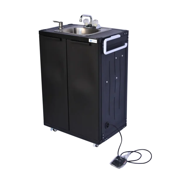 PSE-2001_Black Heavy duty plastic portable sink with paper towel holder and soap dispenser