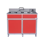 Portable Four Basin Handwashing Sink NS-004 - Optimized Red