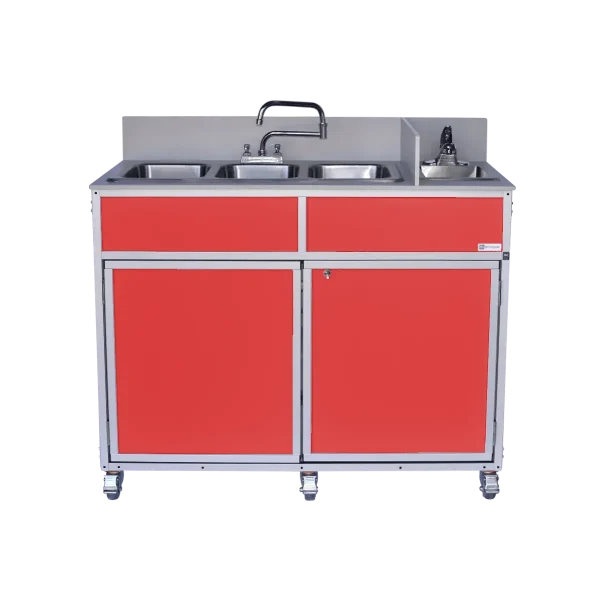 Portable Four Basin Handwashing Sink NS-004 - Optimized Red Portable Four Basin Handwashing Sink NS-004 - Optimized Red