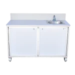 Single basin portable workstation with built-in stainless steel hot water sink in White