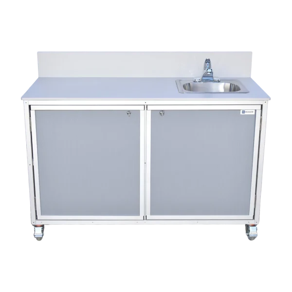 Monsam-PSE-2046_Gray (1200) Single basin portable workstation with built-in stainless steel hot water sink in gray