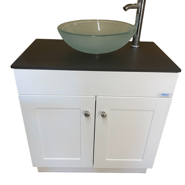 PSW-007M Frosted Glass. white cabinet. black ct PSW-007M Frosted Glass. white cabinet. black ct