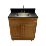 Portable sink with wood cabinet in maple