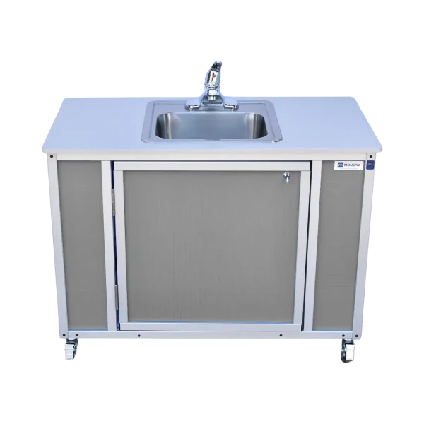 Monsam-NS-006-Gray child-height single basin, self-contained portable sink with hot water in gray