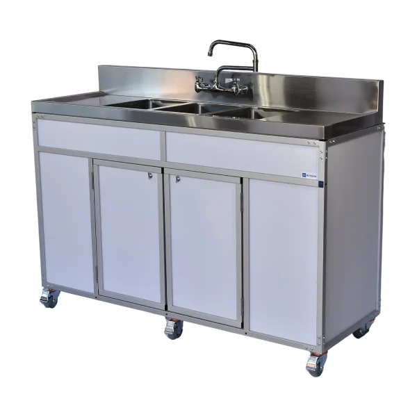 Monsam-NS-003DB_White-side NSF certified 3 basin commercial ware washing portable sink white
