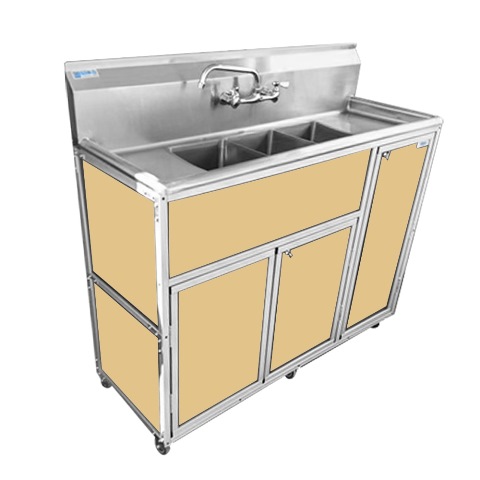 NSF Certified Three Basins Utensil Washing Self Contained Sink With Two Drainboards Model: NS-003DB