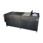 Coffee cart with hot water sink, ice bin, and folding countertop in all black