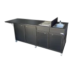 Portable coffee cart with hot water sink, ice bin, and folding countertop in all black