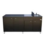 Food service concession cart with self-contained hot water sink in all black