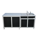 Food service vending cart or coffee cart with self-contained hot water sink in black