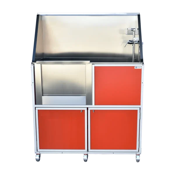 Monsam-PDWS-02-Large-Red PDWS-02: Portable BIG Dog Washing Station with Sprayer in Red