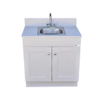 PSW-007M Single Basin Self Contained Sink with no wheels GRAY Wood Cabinet