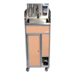 Foot pump portable sink with soap dispenser in maple